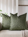 1pc Olive Green Leopard Print Pillow Cover (No Insert), Modern Jacquard Velvet Square Decorative Throw Pillow Case, Suitable For Sofa, Bed, Bedroom, Holiday, Party Decor, Gift, Home Decor, All Season