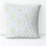 Preppy PaiS-Ley Throw Pillow -- Green Blue Cottage Vine Large Decorati-Ve Square Throw Pillow -- CorN-FLower Green Blue By Danika -Herrick